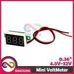 MINI VOLTMETER VOLT PANEL METER DIGITAL LED 4.5V-32V DC 2 WIRE 0.36 RED MERAH - Image 3