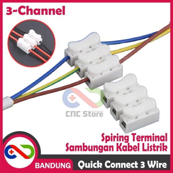 QUICK CONNECT 3 WIRE SPIRING TERMINAL FOR SAMBUNGAN KABEL LISTRIK