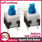 BLUE CAP SQUARE PUSH BUTTON 8X8MM SELF LOCKING LATCHING SWITCH - Image 2