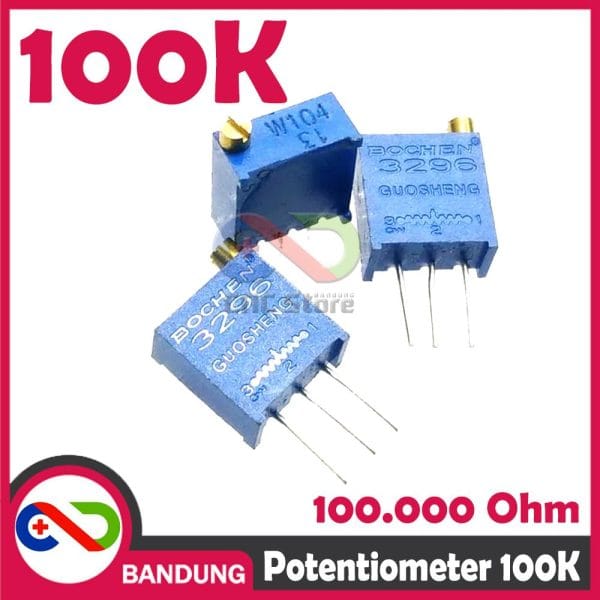 POTENSIOMETER 100K POTENTIOMETER POTENSIO TRIMPOT MULTITURN VR 3296W-1-104LF 104