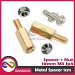 SPACER PCB METAL SPACER LOGAM SPACER COPPER 10MM X 3MM HEXAGONAL PLUS NUT - Image 2