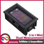 DUAL MINI VOLTMETER AMMETER AMPERE METER LED 0-100V 0-10A DC 0.28 RED BLUE MERAH BIRU - Image 2