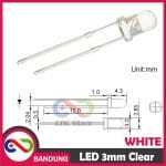 10PCS LED 3MM F3 SUPER BRIGHT WHITE PUTIH CLEAR - Image 3