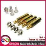 SPACER PCB METAL SPACER LOGAM SPACER COPPER 20MM X 3MM HEXAGONAL PLUS NUT