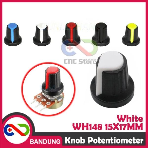 KNOB POTENTIOMETER POTENSIOMETER ROTARY WH148 15X17MM WHITE PUTIH
