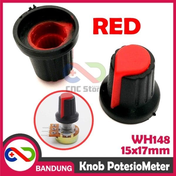 KNOB POTENTIOMETER POTENSIOMETER ROTARY WH148 15X17MM RED MERAH