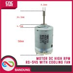 Motor DC Dinamo 545 RS-545 DC 12V AXIS AS 3mm AS PANJANG HIGH RPM With Fan - Image 2