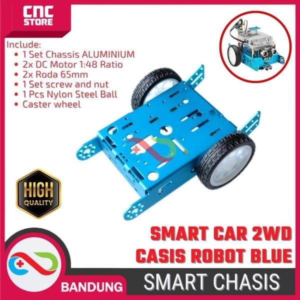 CHASSIS ALUMINUM ROBOT SMART CAR 2WD CHASSIS ROBOT BLUE
