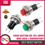 Push Button DS-134 10mm Non Locking / Self Reset / Momentary– Tombol Reset Warna Merah & Hijau untuk Proyek Elektronika dan Arduino