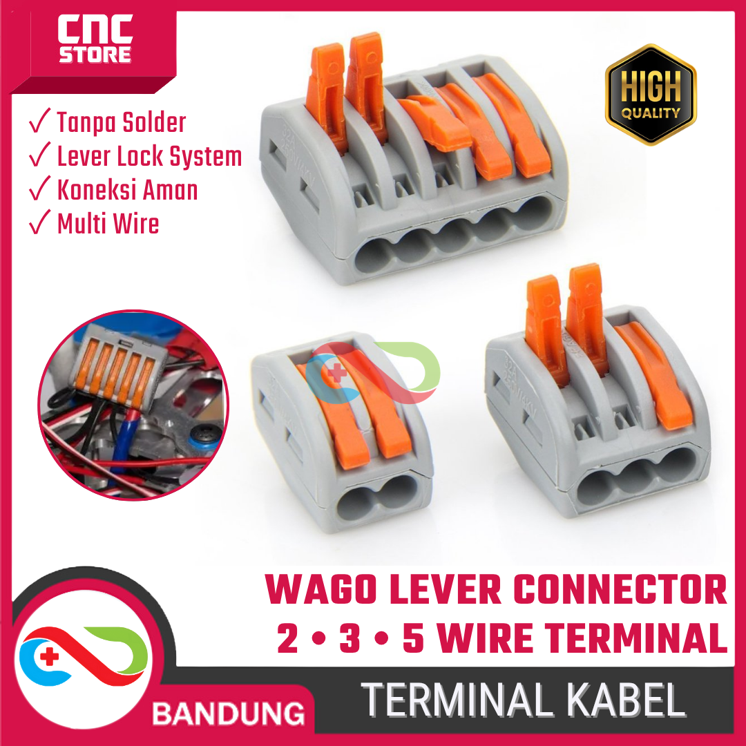ESP-0012 WAGO Lever Connector 2 Wire 3 Wire 5 Wire – Terminal Block Konektor Kabel Tanpa Solder - Gambar 1