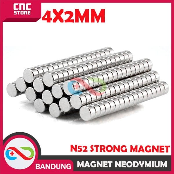 STRONG MAGNET NEODYMIUM 4X2MM SILINDER DIAMETER 4 TEBAL 2 MM N52 KUAT