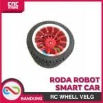 Roda Robot Smart Car 67mm 12 rim Red RC Whell Velg Ban Karet Radial - Gambar 3