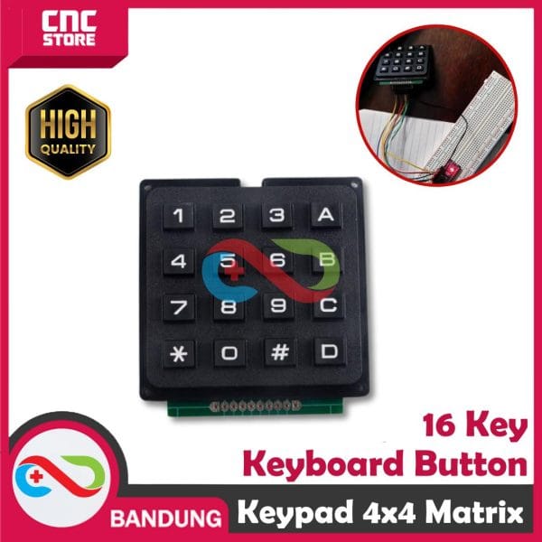 KEYPAD 4x4 KEYBOARD MATRIX 4X4 PLASTIK KARET TIMBUL HITAM