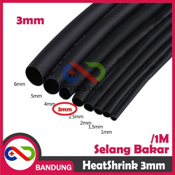 HEATSHRINK 3MM HEAT SHRINK SELANG SELONGSONG BAKAR PER 1 METER