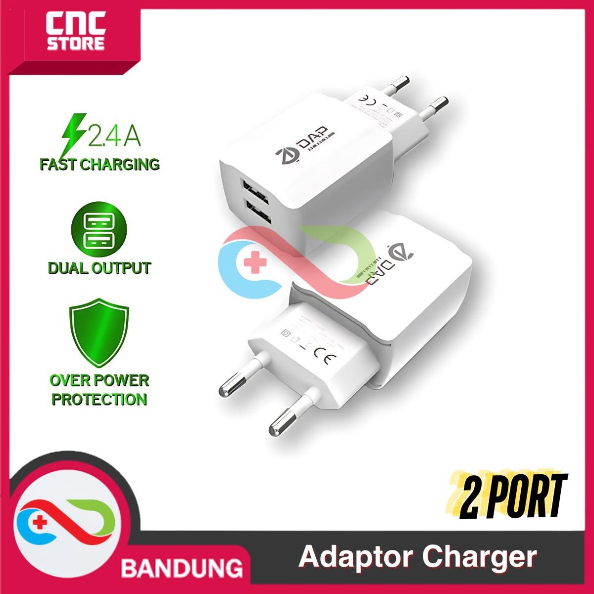 TRAVEL CHARGER ADAPTOR UNIVERSAL FOR HP ESP32 ESP8266 2 DUAL PORT USB 2.4A - Image 5