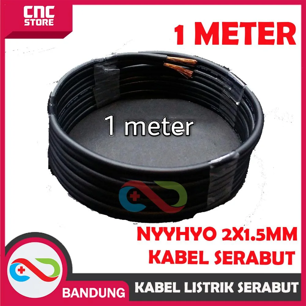 KABEL LISTRIK SERABUT TEBAL 2X1.5 MM NYYHYO KABEL SERABUT- HITAM PERMETER - Gambar 3