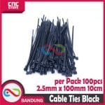 CABLE KABEL TIES TIS 2.5x100MM 10CM - HITAM PACK 100PCS - Image 2
