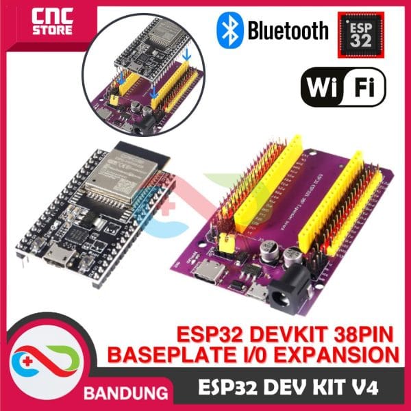 ESP32 ESP-32 DEVKITC V4 WROOM-32D WIFI BLUETOOTH DEVELOPMENT BOARD PLUS EXPANSION BASE PLATE
