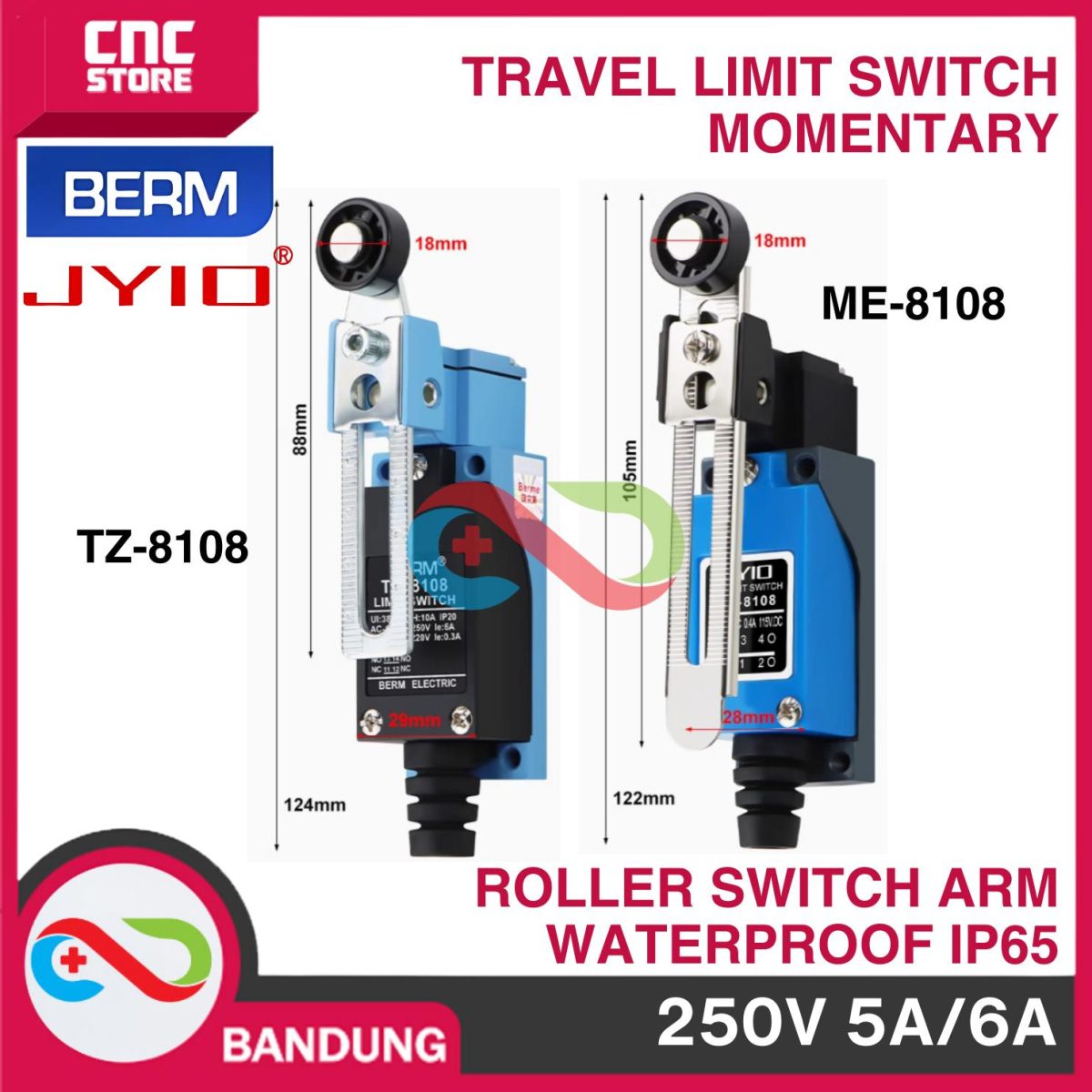 TRAVEL Limit Switch Momentary Roller Switch Arm Waterproof IP65 5A 250V 1NO 1NC NO NC -ME-8108 - Image 3