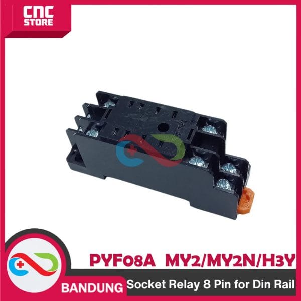 SOKET RELAY 8 PIN - PYF08A Socket Relay Soket RELAY 8pin 8 PIN (RELAY 8 KAKI MY2, MY2N, dan H3Y)  FOR DIN rail.