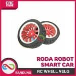 Roda Robot Smart Car 67mm 12 rim Red RC Whell Velg Ban Karet Radial - Gambar 4