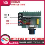 SCR 220V 4000W Dimmer Motor Speed Controller AC + Fuse + Potensiometer - Image 3