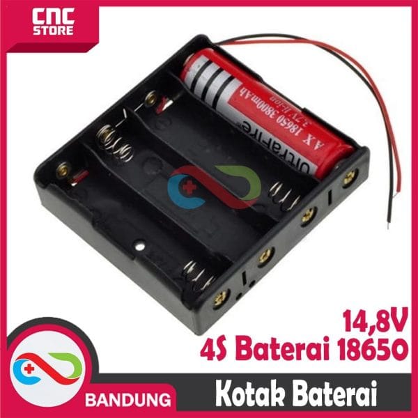 TEMPAT BATERAI 18650 HOLDER BATTERY BOX 4 SLOT 14.8V FOUR 18650 LITHIUM BATTERY