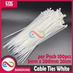 CABLE KABEL TIES TIS  3x200MM 20CM - PUTIH PACK 100PCS