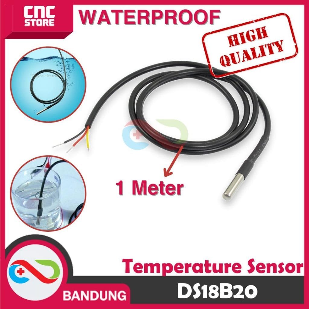 DS18B20 WATERPROOF TEMPERATURE SUHU SENSOR PROBE UNO NANO MEGA PROMICRO MIKROKONTROLER RASPBERRI PI