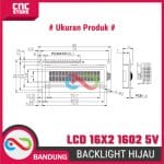 LCD Character 16x2 1602 5V – Modul Layar Hijau dengan Backlight, Tanpa I2C - Image 2
