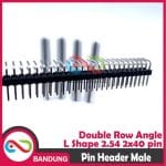 PIN HEADER STRIP MALE DOUBLE ROW ANGLE BENGKOK 2X40 2.54MM BLACK HITAM