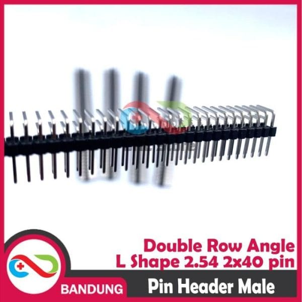 PIN HEADER STRIP MALE DOUBLE ROW ANGLE BENGKOK 2X40 2.54MM BLACK HITAM