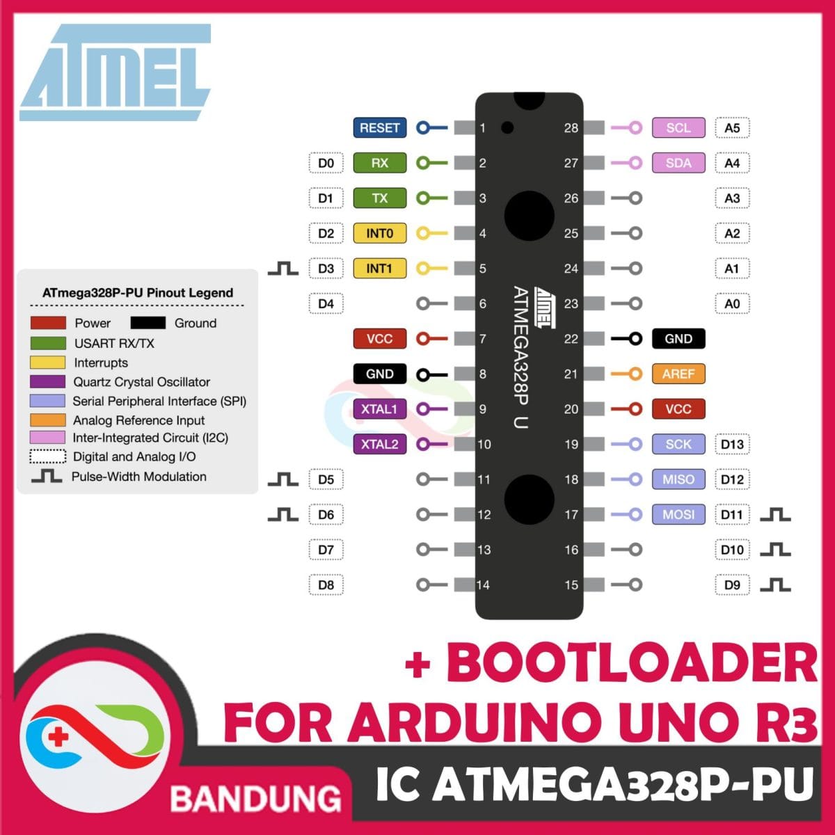 ATMEGA328P-PU ATMEGA328 MCU AVR DIP-28 + BOOTLOADER ARDUINO UNO + STICKER - Image 3