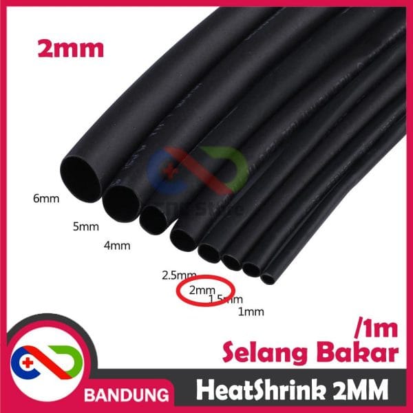 HEATSHRINK 2MM HEAT SHRINK SELANG SELONGSONG BAKAR PER 1 METER