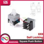 BLUE CAP SQUARE PUSH BUTTON 8X8MM SELF LOCKING LATCHING SWITCH - Image 3