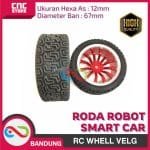 Roda Robot Smart Car 67mm 12 rim Red RC Whell Velg Ban Karet Radial