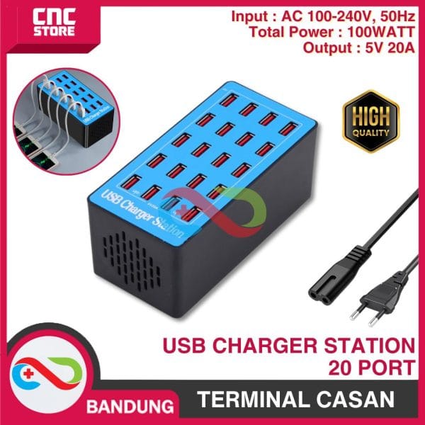 USB CHARGER CHARGING STATION 20 PORT AC 100~240V 50HZ TERMINAL CASAN 100WATT