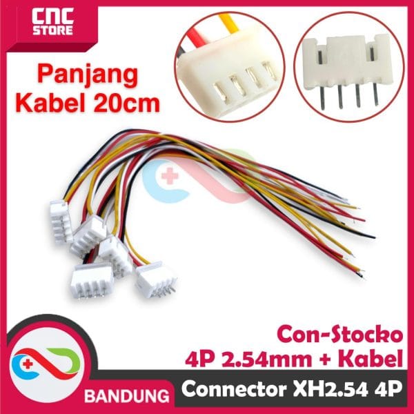CONNECTOR XH2.54 4P PIN FEMALE 20CM CABLE JST 2.54MM SOCKET CON STOCKO
