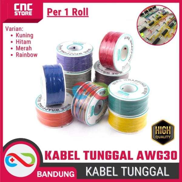 KABEL JUMPER TUNGGAL AWG30 YELLOW KUNING FOR BREADBOARD PER SATU ROLL