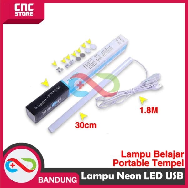 Lampu Neon LED USB Belajar Kerja Rumah Komputer Cahaya Tempel Portabl - 30cm