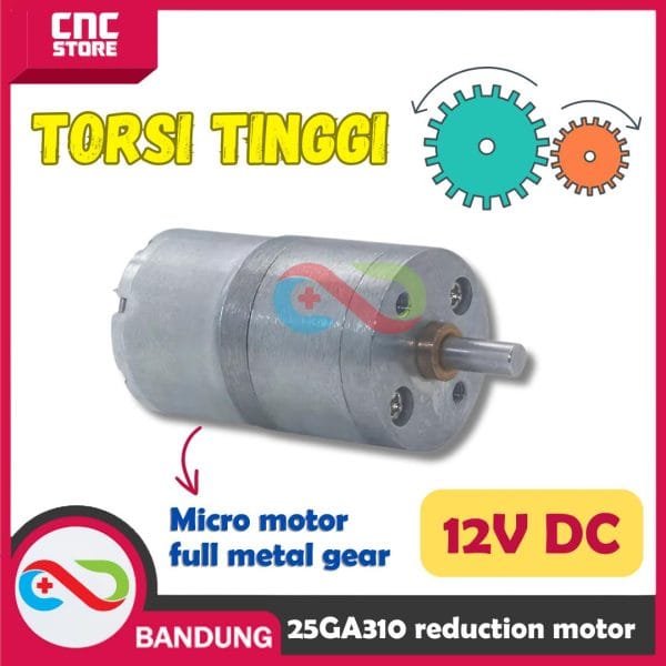 MOTOR DC GEARBOX 25GA310 METAL GEAR HIGH TORQUE 12V DC GEAR BOX -60 RPM