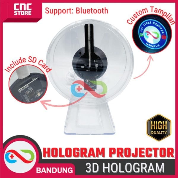 3D Hologram Projector Fan dengan Speaker Bluetooth – Untuk Display Gambar & Video