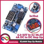 MODULE STEP UP STEP-UP XL6009 ADJUSTABLE DC TO DC BOOST CONVERTER 4A VOLTMETER