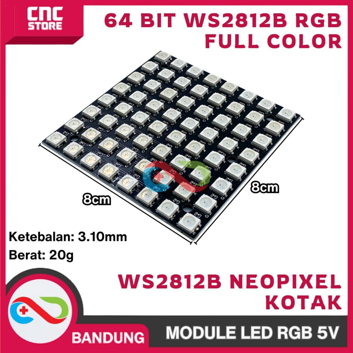 64 BIT WS2812B 5050 RGB LED DRIVER BOARD FULL COLOR 5V KOTAK - Image 2