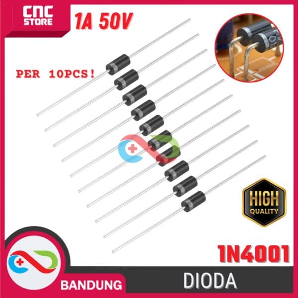 Dioda 1N4001 1A 50V – 10PCS Rectifier Diode Penyearah Arduino DIY