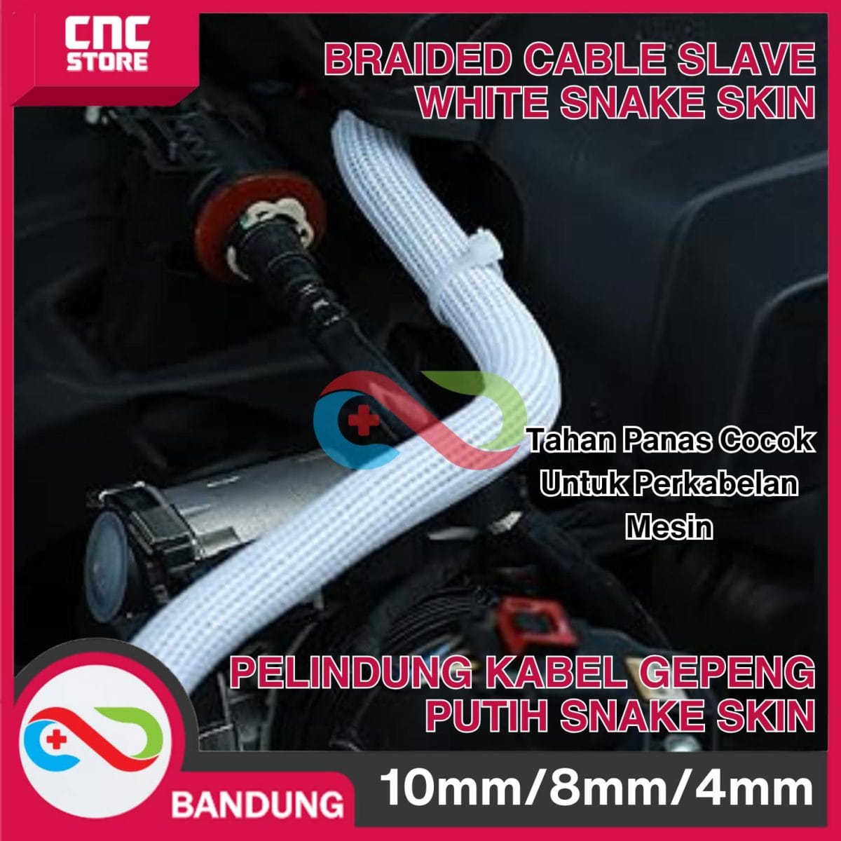 Braided Cable Slave White 10mm Gepeng Pelindung Kabel Snake Skin - Image 4