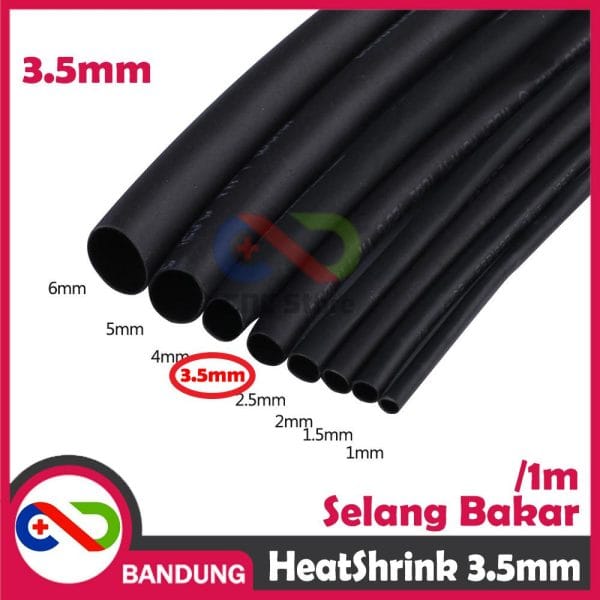 HEATSHRINK 3.5MM HEAT SHRINK SELANG SELONGSONG BAKAR PER 1 METER