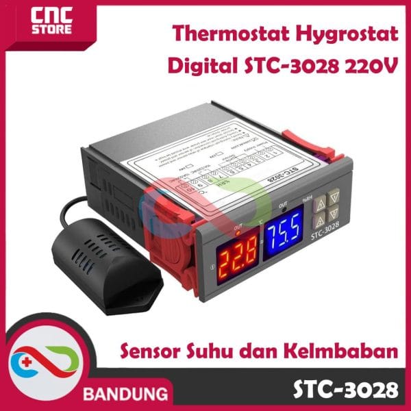 Thermostat Hygrostat Digital STC-3028 Atur Suhu Kelembaban 220V
