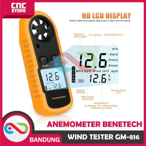 ANEMOMETER BENETECH GM816 ORI UKUR KECEPATAN ANGIN WIND TESTER GM-816