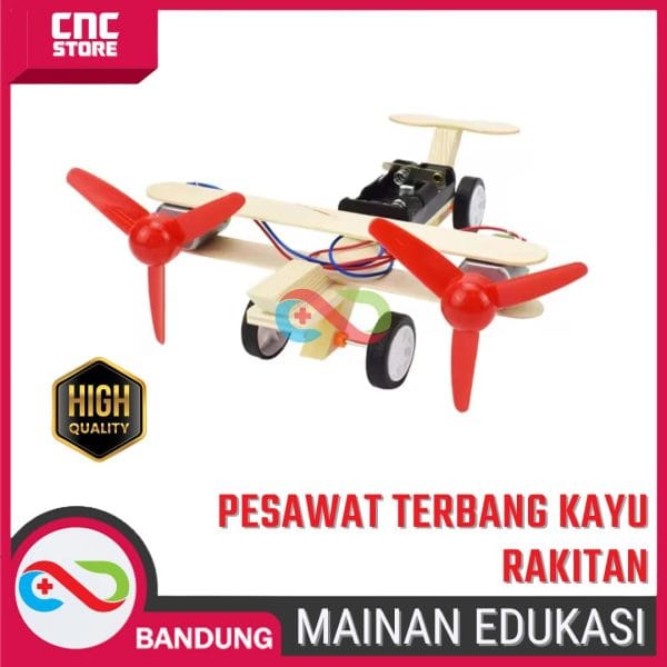 MAINAN EDUKASI PESAWAT TERBANG 2 BALING KAYU RAKITAN STEM DIY